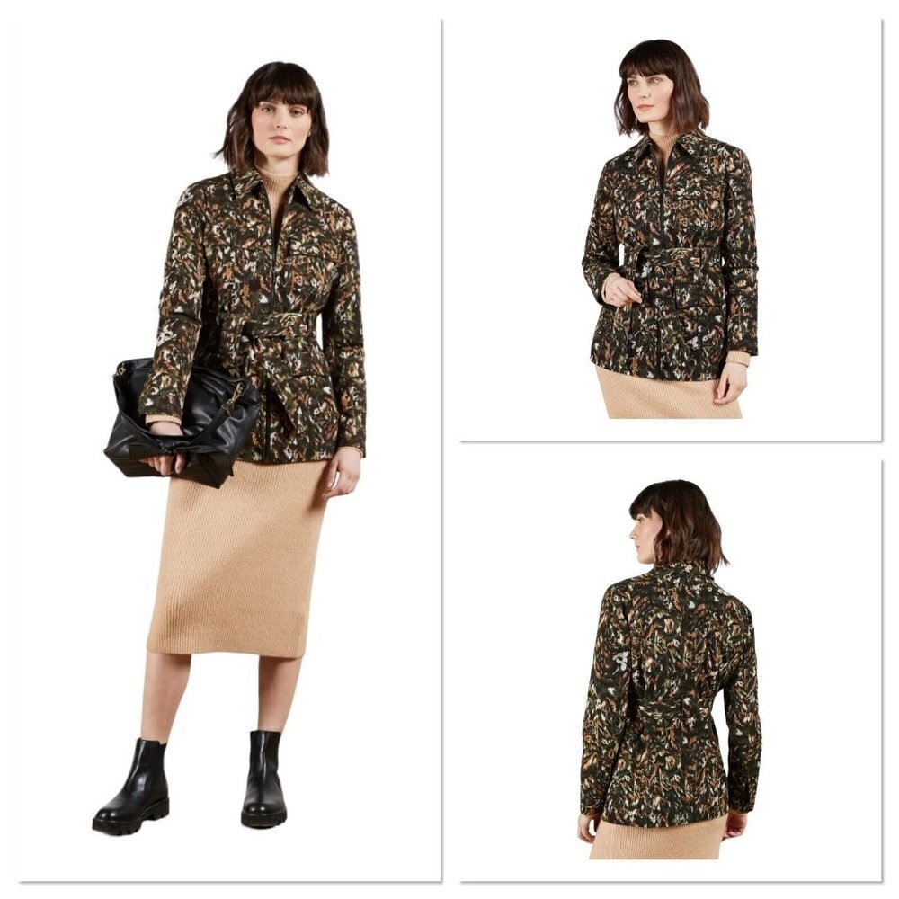 NWT Ted Baker London Inniza‎ Urban Printed Cargo Jacket Size 0 US Size 00 Camo